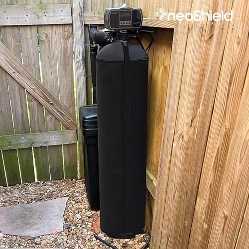 NeoShield Neoprene Tank Jacket for Water Softener & Filter Tanks, Zippered Cover for Condensation Control, UV & Weather Protection, Black by Neo-Pure (10''D x 54''H) 10''D x 54''H