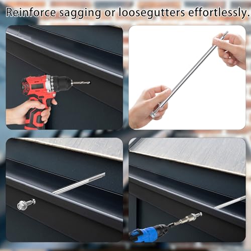 30 Pack 8 Inch Stainless Steel Gutter Screws with 304 Stainless Steel Sleeves, Heavy Duty Roof Gutter Repair Kit with Magnetic Socket, Premium 6-Inch Metal Gutter Fasteners Replacement 30