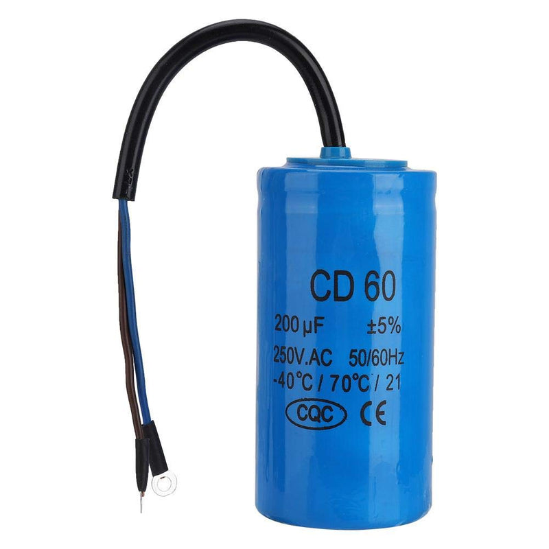 CD60 200uF run capacitor with wire lead 250VAC 50/60Hz for engine air compressor