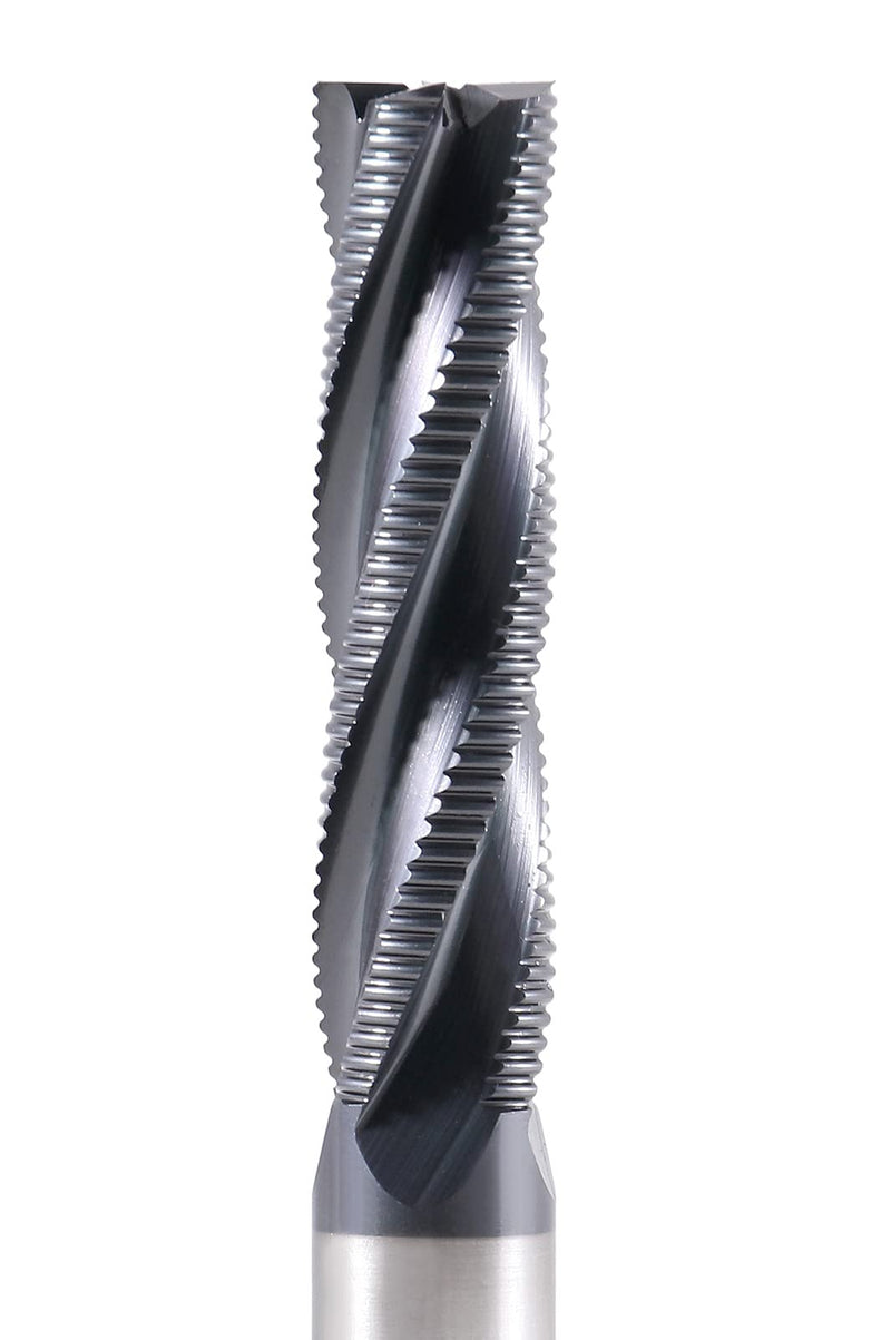 Accusize Industrial Tools 1/2'' Fine Tooth M42 8% Cobalt Tialn Roughing End Mill, 1/2'' Shk Dia, 2'' Flute Length, 4'' Oal, 4 Flute, 1104-0120 | Fine Tooth, M42 8% Cobalt, TiAlN Coated, 4" OAL, Single End, Center Cutting