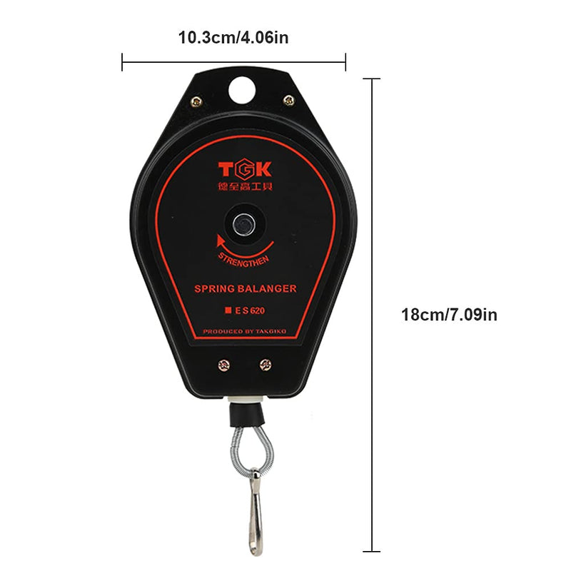 ES620 Retractable Spring Pulley 0.6-2.0 kg Retractable Tool Holder Mounting Holder Hanging Black