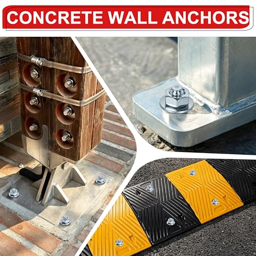 1/2 x 3-3/4 inch Wedge Anchors, 12 pcs Concrete Screw and Anchor Kit, Galvanized Concrete Anchors, Concrete Wall Anchors and Brick Anchors, Suitable for Concrete Floors and Walls 1/2 x 3-3/4In
