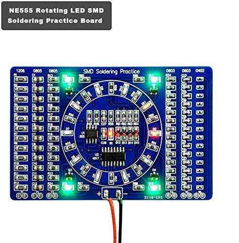 COVVY Rotating LED SMD NE555 Soldering Practice Board DIY Kit Fanny Skill Training DIY Kit Electronic Circuit Board Module Suit