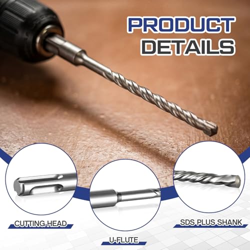 30 Pcs Rotary Hammer Drill Bits Bulk, Concrete Drill Bit Set, Carbide Tipped for Concrete Brick Stone Masonry Wall Anchor Drilling Construction 1/4 x 6 Inch