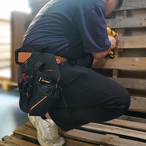 MELOTOUGH Drill Holster Right Handed Impact Driver Holster with Bit Pouch Heavy Duty Cordless Drill Holster,Drill Belt Clip,Drill Holder for Tool Belt,Drill Holster,Measuring Tape Holder