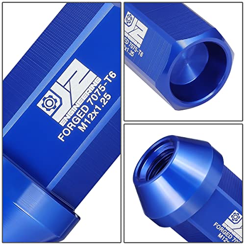 J2 Engineering J2-LN-T7-038-125-BL M12 x 1.25 T6-7075 Aluminum 42mm Closed End Lug Nuts w/Deep Drive Extension Adapter,Blue, 25mm x 42mm