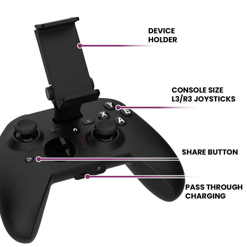 RiotPWR Cloud Gaming Controller for iOS devices - Comes with Lightning and USB-C cables