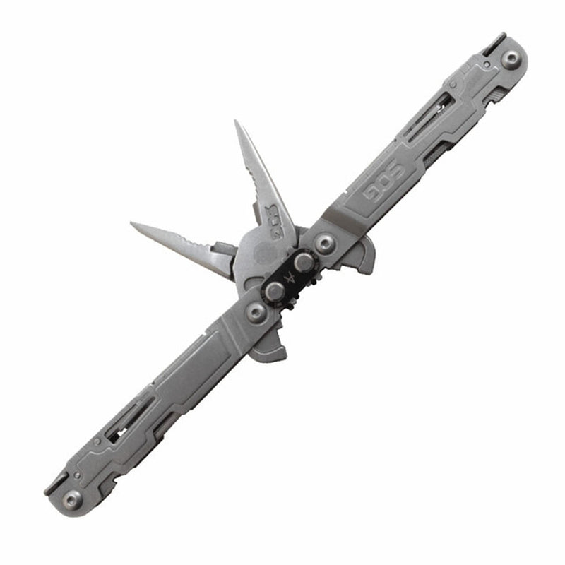 SOG PowerAccess Stainless Steel Multi-Tool Well-Rounded One-Handed Lightweight Daily Pocketable for Backcountry 18 Tools, Stone Wash