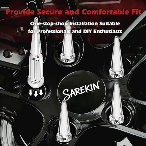 32pcs Chrome Spiked Spline Lug Nuts 4.4 Tall Wheel Lug Nut with Socket Key M14 x 1.5 32