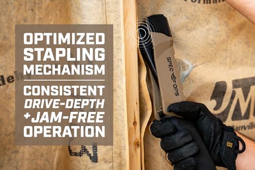 Spec Ops Tools Heavy Duty Hammer Tacker for Manual Stapling, Construction, Insulation & Roofing, Metal Strike Cap, Compatible with 1/4", 5/16" and 3/8" Staples