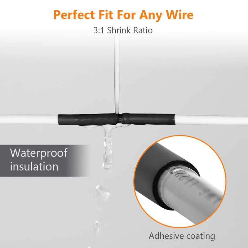 Adiwo 3:1 heat shrink tubing, Ø12.7 mm, 1.5 m length, shrink tubing, waterproof cable, connecting shrink tubing, insulating tape, black for cable insulation, marking, cable bundling, repair (Ø30.0 mm), Ø30.0 mm