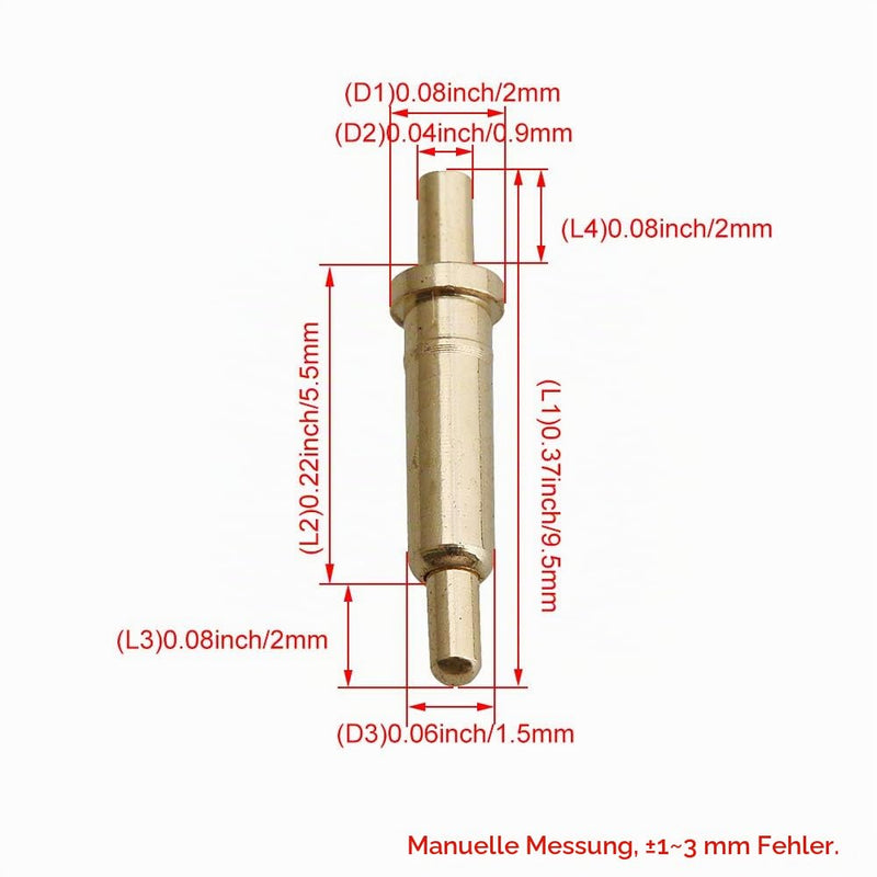 Yibuy Gold-Plated Spring Probe Pogo Pin Connector 2.0 mm Pin Head Copper Pack of 100