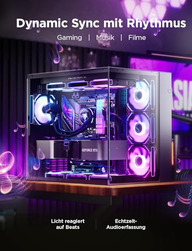 AsiaHorse COSMIQ RGB PC Fan 120 mm, Case Fan, Pack of 3, ARGB Daisy Chain PC Fan [Infinity Mirror] [FDB] 2000 RPM/68.5 CFM/24 LEDs 4-pin PWN and 5V 3-pin ARGB with Controller Black 120MM-Forward