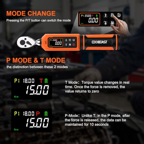 1/4 Drive Digital Torque Wrench,Preset Value(0.33-22.1 Ft.lbs./0.45-30Nm) Orange 1/4-inch (0.33-22.1 Ft.lbs./0.45-30Nm)