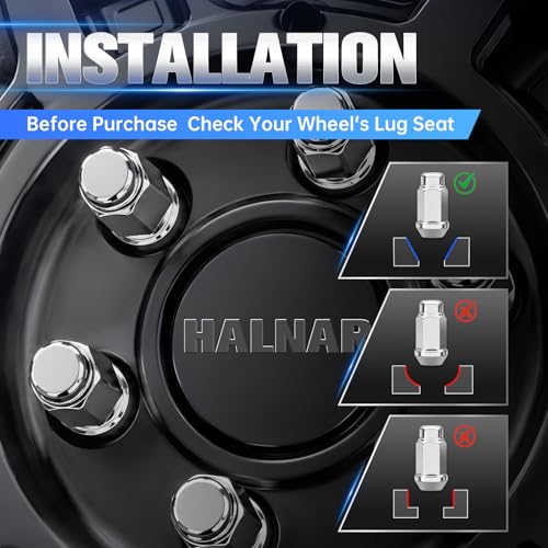 HALNAR 20pcs M12x1.25 Wheel Lug Nuts Set Chrome Closed End 3/4" Hex 1.72" L