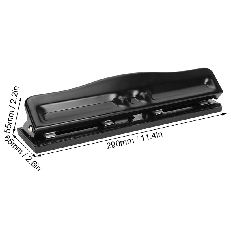 Adjustable 4 Hole Punch, Manual Paper Punch for 10 Sheets, Portable Universal Punching Machine, 11.4 x 2.6 x 2.2in