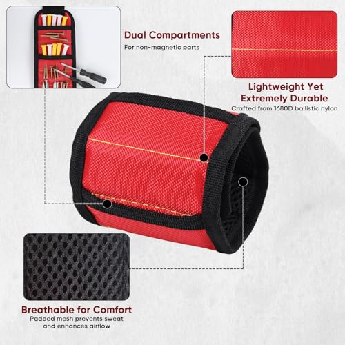 Magnetic Tool Mat Set, Wristband, Pickup Tool & Mirror for Auto Repair