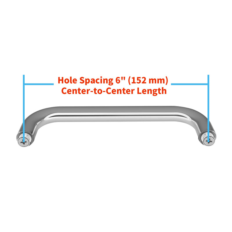 CKB 6" Shower Door Handle, Compatible with 1/4" to 1/2" Glass Thick, Stainless Steel Back to Back Glass Door Pull for Frameless, Chrome 6" (Hole to Hole)