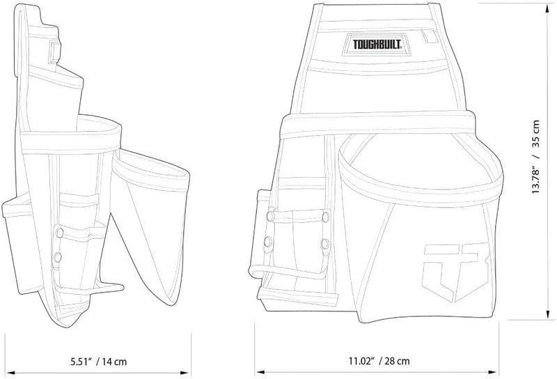 ToughBuilt - Utility Pouch, Durable Construction with Multiple Storage Compartments, Organized Design for Professional & Jobsite Use Carpenter Pouch
