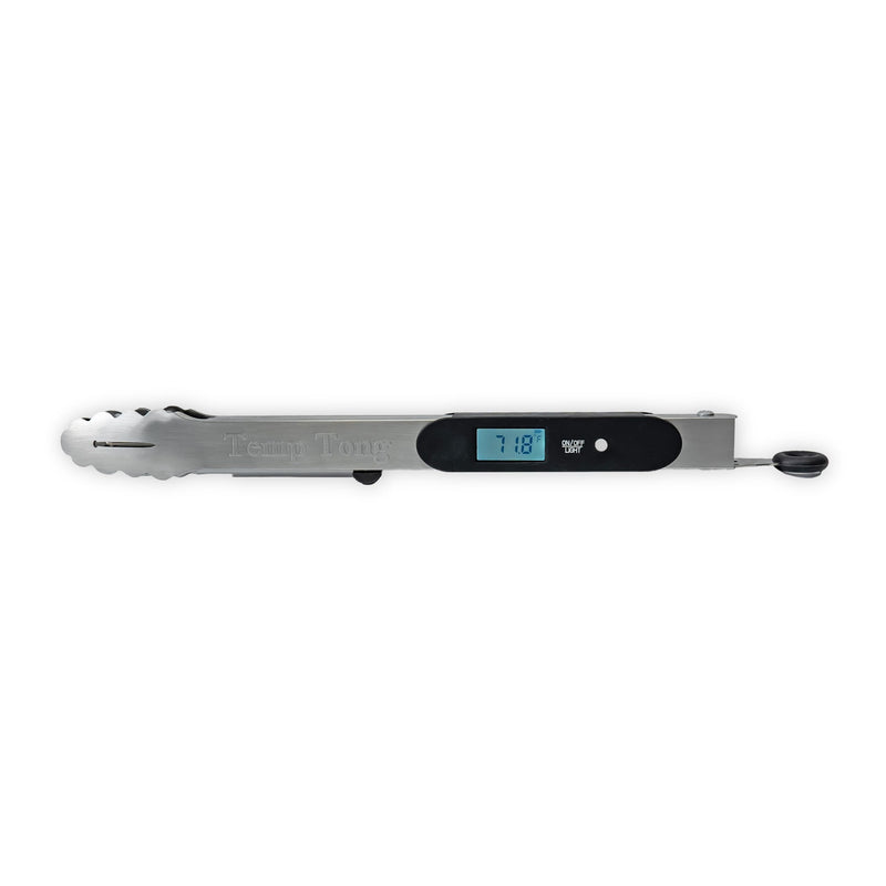 | Tongs Plus Thermometer | FDA Grade Stainless Steel | Great for BBQ or Grilling | Meat Thermometer | Heavy Duty | Silicone Grip