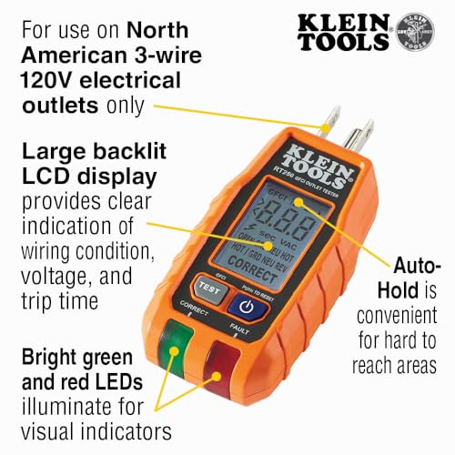 Klein Tools Digital Multimeter (MM325) and GFCI Outlet Tester (RT250) Tester + Kit