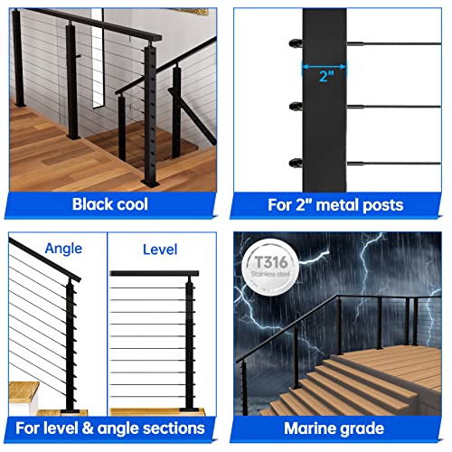 Muzata 10 Pack 1/8" Black Cable Railing Hardware CR23 Bundle 10 Pack Cable Railing Toggle Anchor Terminal CR07