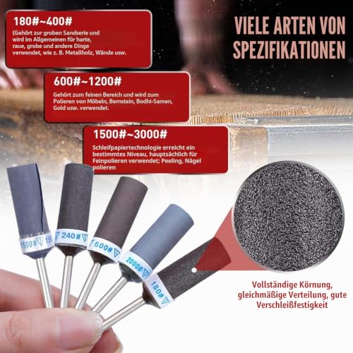 20 Piece Sanding Sleeve Set for Dremel Rotary Tool Sanding Attachments, 600/800/1000/1200 Grit Sanding Rollers Accessory Set with 3 mm Shaft for Metal Stone and Wood Sanding 20pcs--Mixed1