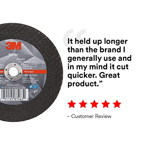 3M Silver Cut-Off Wheel, 87463, 36+, T1, 4 in x 0.05 in x 3/8 in 4 in x .050 in x 3/8 in