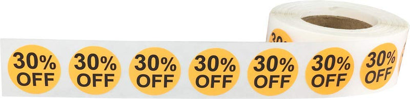 30% Percent Off Stickers for Retail 0.75 Inch 500 Adhesive Labels (Pack of 2) 3/4" Circle (Pack of 2)
