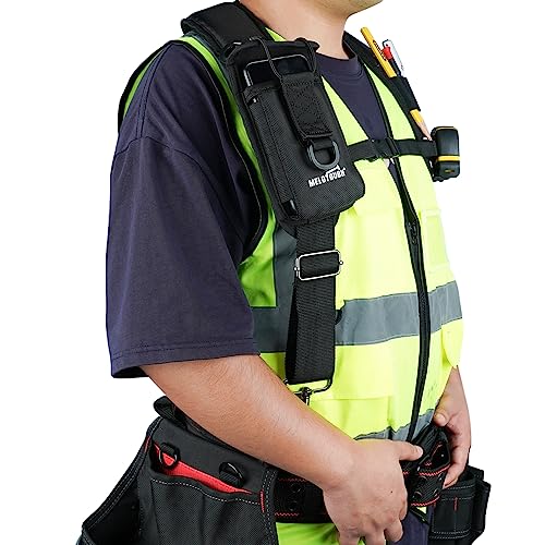 MELOTOUGH Tool Belt Suspenders Work Suspenders Heavy Duty Padded Work belt Suspenders + Tool Belt with D ring for men Adjustable for 32"-50" Waists
