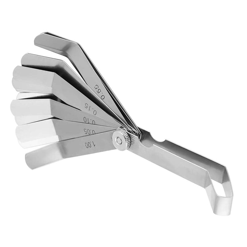 Joyzan Feeler Gauge, Curved Feeler Gauge 16 Sheet Feeler Gauge Double Marked Metric Imperial Measuring Tool Curved Gauge Measuring Gap Widths Thickness Gauges Measuring Gap Width Thickness