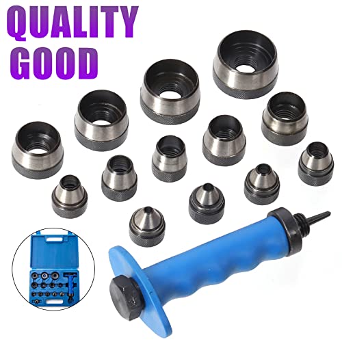 Swpeet 14Pcs 14 in 1 Gasket Hollow Punch Kit - Leather, Plastic & Rubber Punch Set with Storage Case