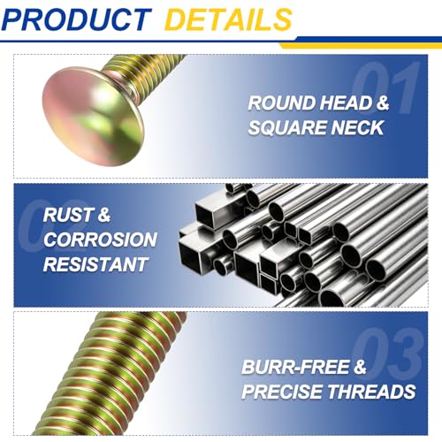 8Set 1/2"-13x6 Carriage Bolt Carbon Steel Colorful 8