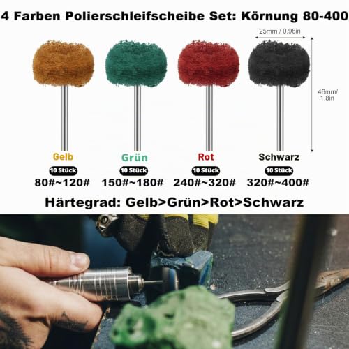 176 Pieces Wool Felt Polishing Discs Set, 5 Shapes, for Metal | Wollfilz Montierter Dorn Polierset mit 1/8" Polieraufsatz, Multifunktionale Polieraufsatz für Schmuck, Glas Polieren