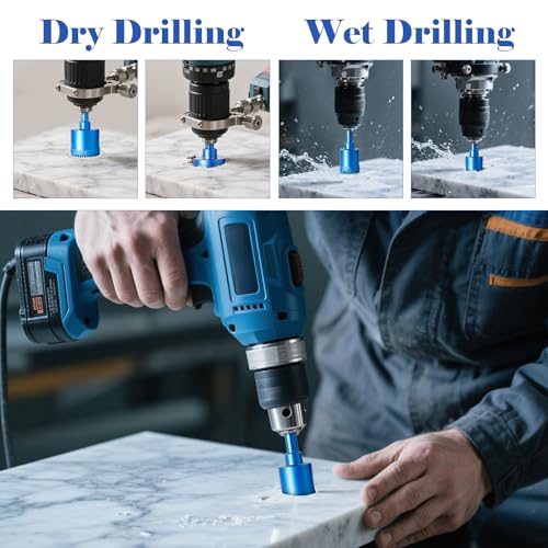 Diamond Core Drill Bits Set,16pcs Tile Hole Saw Kit Serrated Brazing Core Drill Bit Set for Porcelain Glass Ceramic Stone Granite Marble | Dry/Wet Dual-Use | High-Precision Drilling Blue Set of 16 drill bits