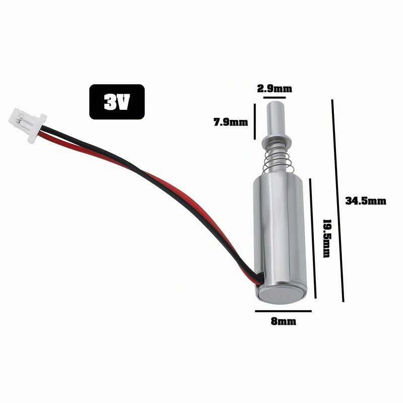 1 x Mini Mini Cylindrical Suction Solenoid Tubular Micromagnetic Suction Cup for Electromagnetic Suction Electromagnetic Lock 8x34.5x2.9mm 3V