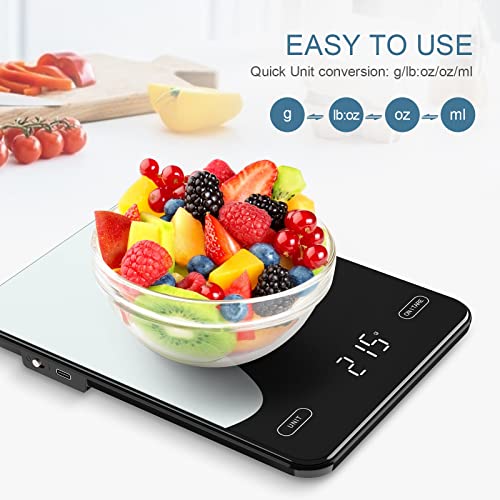 Digital Food Scale Rechargeable, 22lb/10kg Smart Kitchen Scales for Weight Loss, 1g/0.1oz Smart Food Scale with Nutrition Calculator APP, Kitchen Baking Mini Digital Scale