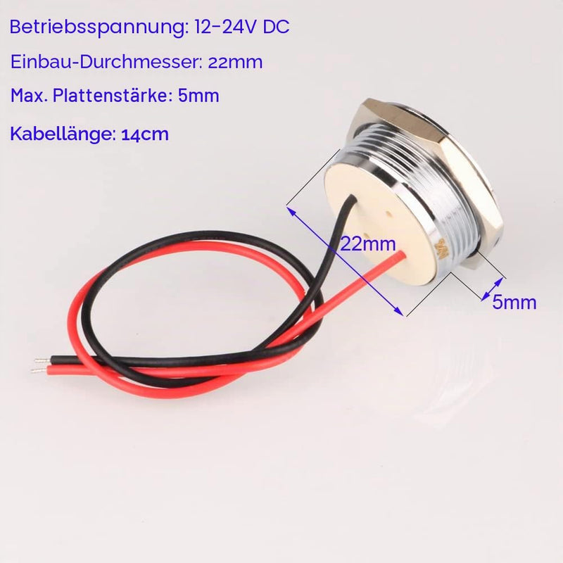 Gebildet 4pcs AC/DC 12-24V 20mA Energy Saving Indicator Metal Indicator Lamp Waterproof Signal Lamp Hole Size 22 mm Red LED (Spherical Surface Head) Red (Ac/Dc 12-24v)