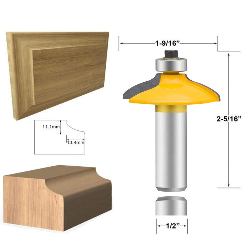 LEATBUY Door&Drawer Front Edging Router Bit Set 1/2-Inch Shank 4 PCS, Woodworking Milling Cutter Tools, Carbide Cutter CNC Router(1/2-shadow) RD-A