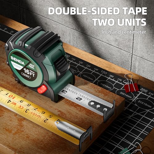 4 Pack Tape Measure 16Ft - Heavy Duty Tape Measure with 25mm Wide with Three Stops, High Precision Measuring Tape Retractable Measuring Tape, Rubber for Comfortable Grip, Fraction Markings 16 FT Green 4