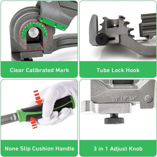 Tube Bender, Pipe Bender, 1/4” 3/8” 1/2” (6/8/10mm) O.D. 3 in 1 Tubing Bender 180° HVAC Copper Aluminum Tubes Bending Tool for Air Conditioning Refrigeration Repair Refrigeration Tool