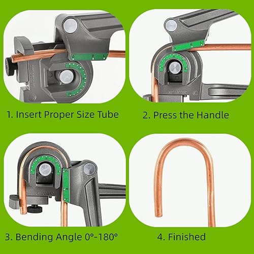 1/4", 3/8", 1/2" (6/10/12mm) O.D. Tubing Bender HVAC Tools, 3-in-1 Tube Bender 180°HVAC Pipe Bender Copper Aluminum Tubes Bending Tool for Air Conditioning Refrigeration Repairs 1/4", 3/8", 1/2"
