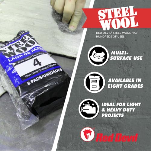 Red Devil 0323 Steel Wool, 0 Fine, (Pack of 48) 48 Pads