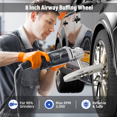 8" Airway Buffing Wheels for 4.5" Angle Grinder, 11PCS Buffer Polisher Wheel for Car, Aluminum Metal Polishing Wheel Pad and Compound Kit for Mirror Finish (5/8" Arbor Hole)
