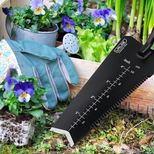 2 Pack Garden Hand Shovel Set, Stainless Steel Transplanting Trowel & Serrated Root Cutter Shovel for Digging Weeding Planting