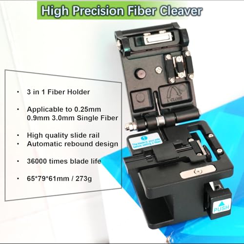 Fiber Optic Tool Kit, VFL + OPM 10 Wavelength + RJ45 Network Test, FTTH FiberTermination Kit with FiberCleaver & Strippers for Telecom Contractors & Home Fiber Installation