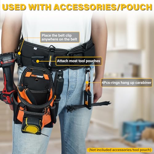 MELOTOUGH Padded Tool Belt,Adjustable Waist 30''-43''(SM)+Drill Holder for Tool Belt,