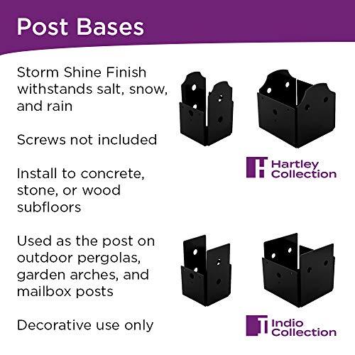 National Hardware N800-011 Structural Post Base Outdoor Reinforcement Hardware Reinforcement for Mailboxes Pergolas and Gazebos Use 6x6 Lumber Install to Concrete or Stone, 5 X 5 1/2 X 5 5/8, Black Hartley Collection, Black