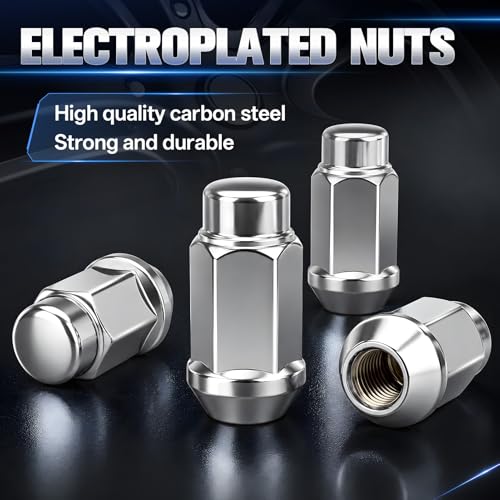 HALNAR 20pcs 1/2"-20 Wheel Lug Nuts Set Chrome Closed End 3/4" Hex 1.72" L