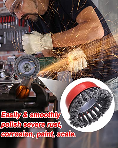 WENHUALI 4" Coarse Twisted Knotted Wire Wheel Cup Brush for Angle Grinder 4 PACK 4'' Cup Brush